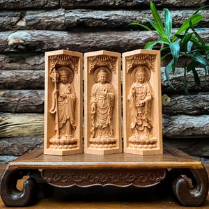Buddhist Prayer Altar of Ksitigarbha Bodhisattva - Gautama Buddha - Guanyin Buddha, Buddha Statues for Home Decor, Meditation Decor