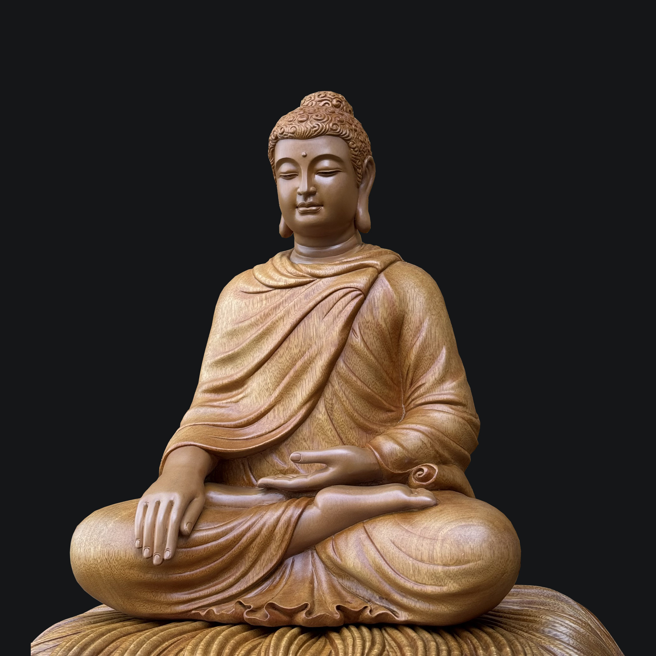 木彫ミャンマー ビルマ マンダレー様式仏像　仏教木製ブッダ東南アジア 修行僧 木彫ミャンマー ビルマ マンダレー様式仏像 仏教木製ブッダ