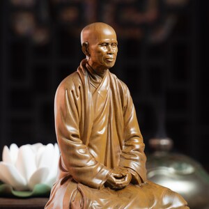 Zen Master Thich Nhat Hanh Statue, Buddhist Art Feng Shui, Meditation Decor, Buddha Statue Small for Home image 9