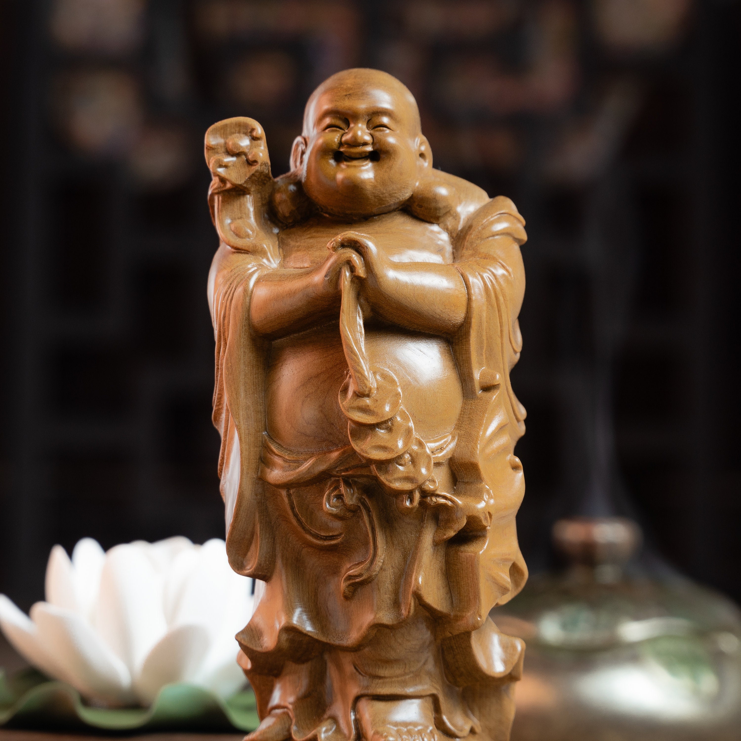 Maitreya Laughing Buddha Statue, Smiling Maitreya Buddha, Happy Buddha, Buddhist Art Feng Shui, Buddha Statue for Home Decor