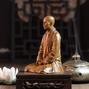 Zen Master Thich Nhat Hanh Statue, Buddhist Art Feng Shui, Meditation Decor, Buddha Statue Small for Home image 8