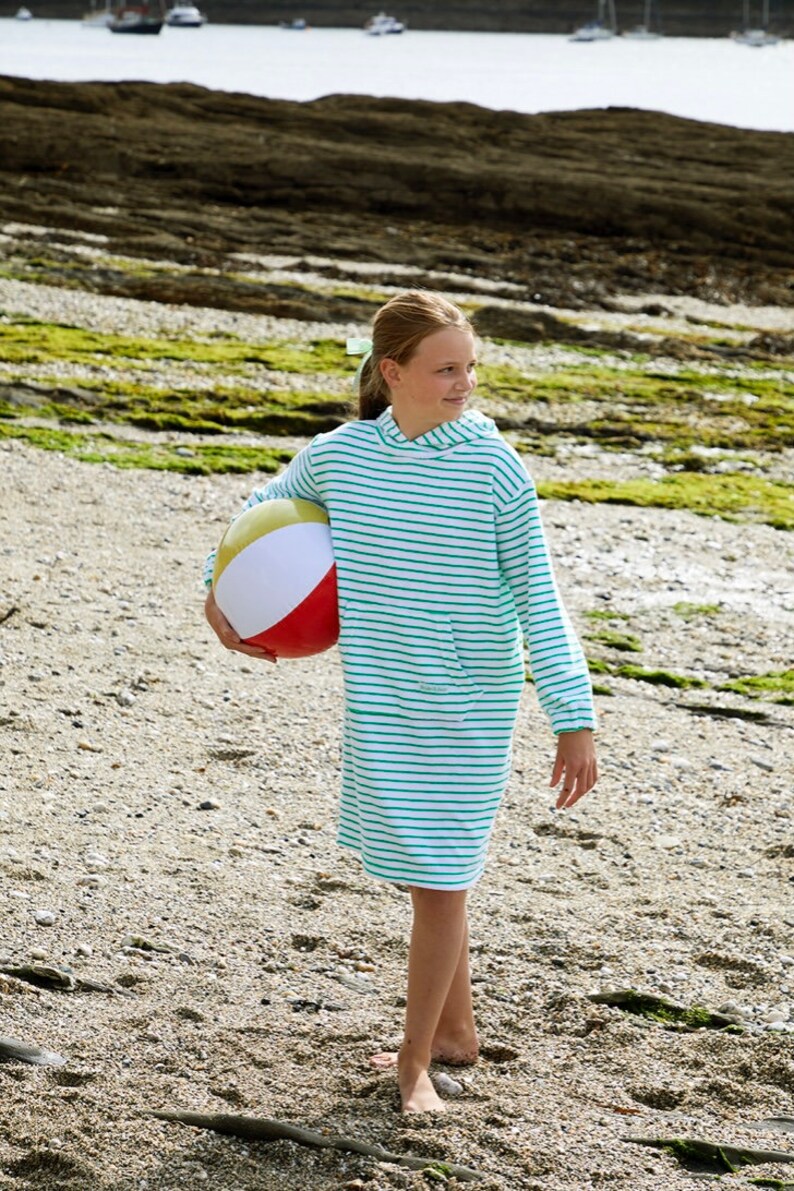 Towelling Long Hooded Beach Cover Ups for Teenagers and Adults, White