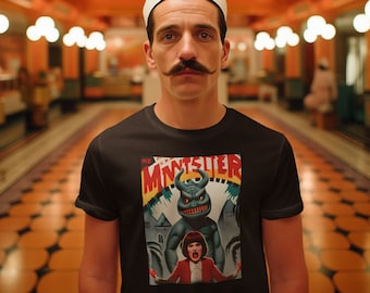 Camiseta com recurso de criatura de filme de monstro retrô