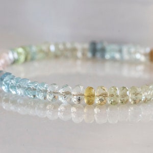 Aquamarine Bracelet: Multicolor Gemstone Beaded Jewelry,  gold filled/ sterling silver/ 14k gold