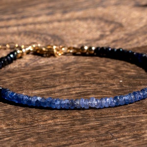 Ombre sapphire bracelet, September birthstone, 14k gold and silver ombre blue bracelet, handmade gift for her.