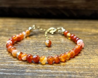 carnelian gold filled bracelet, carnelian beads bracelelt, healing gemstone, mothers day gift, best friend gift