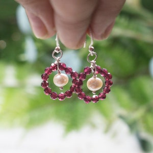 Agate and pearl dangle earrings, Mother's Day