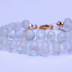 Facet moonstone teardrop beads bracelet, gold filled rainbow flash moonstone bracelet, June birth stone, mothers day gift, gift for her