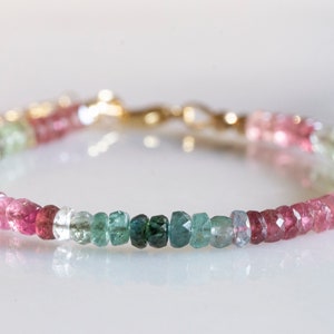 Watermelon tourmaline bracelet, October birth stone, healing gemstone bead work, mothers day gift, best friend gift