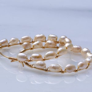 Baroque hoop earrings, gold filled pearl earrings, mothers day gift, gift for her, silver hoop, June birthstone image 6