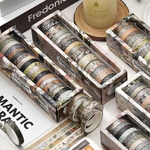 Vintage Print Washi Tape Set: 20 Rolls Retro Scrapbook Masking Tape