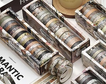 Set vintage washitape met print: 20 rollen retro plakboek afplaktape