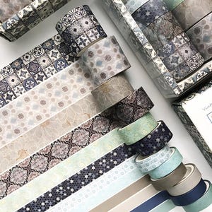 12 Rolls of Crafts Masking Tape Border Cross Stamprints Pattern Floral Vintage Tapes