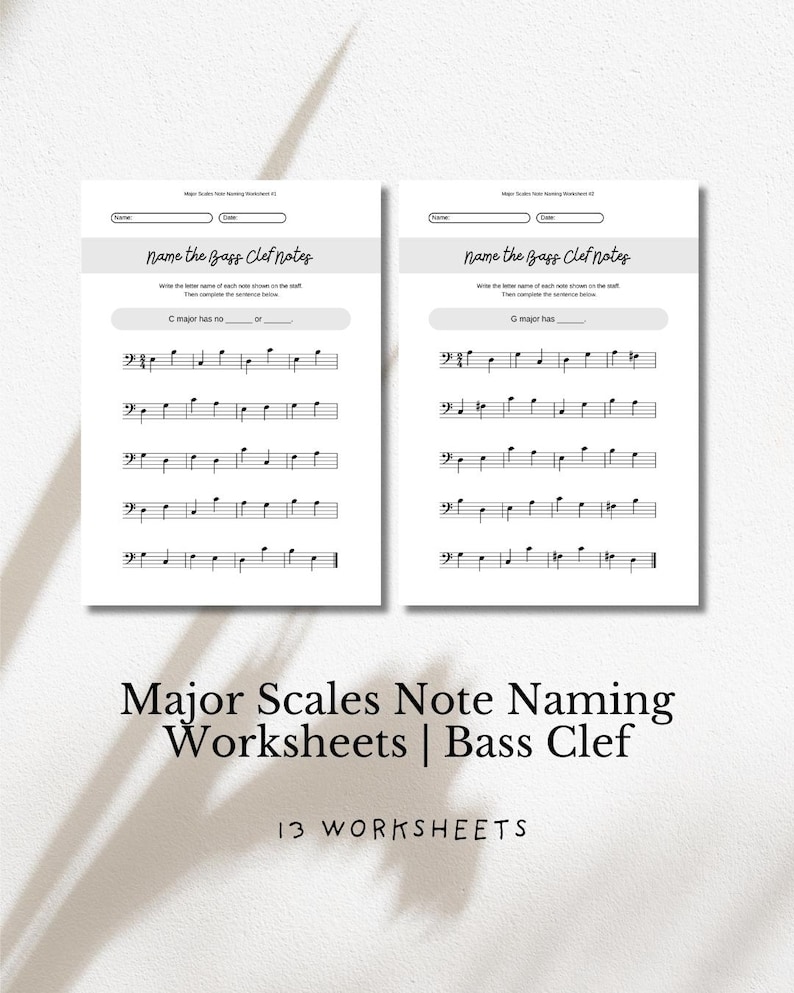 Bass Clef Major Scales Worksheets | Piano Theory, Note Naming (PDF ...