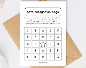 Music Note Bingo Game: Piano Note Recognition, 30 Printable Cards (PDF Download)
