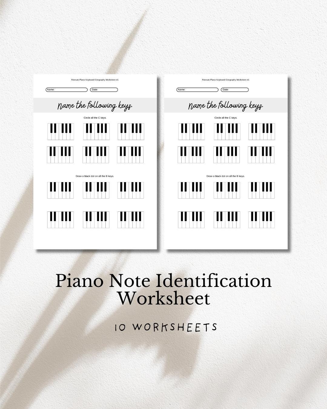 Piano Note Identification Worksheet – Circle & Dot Single Keys on ...