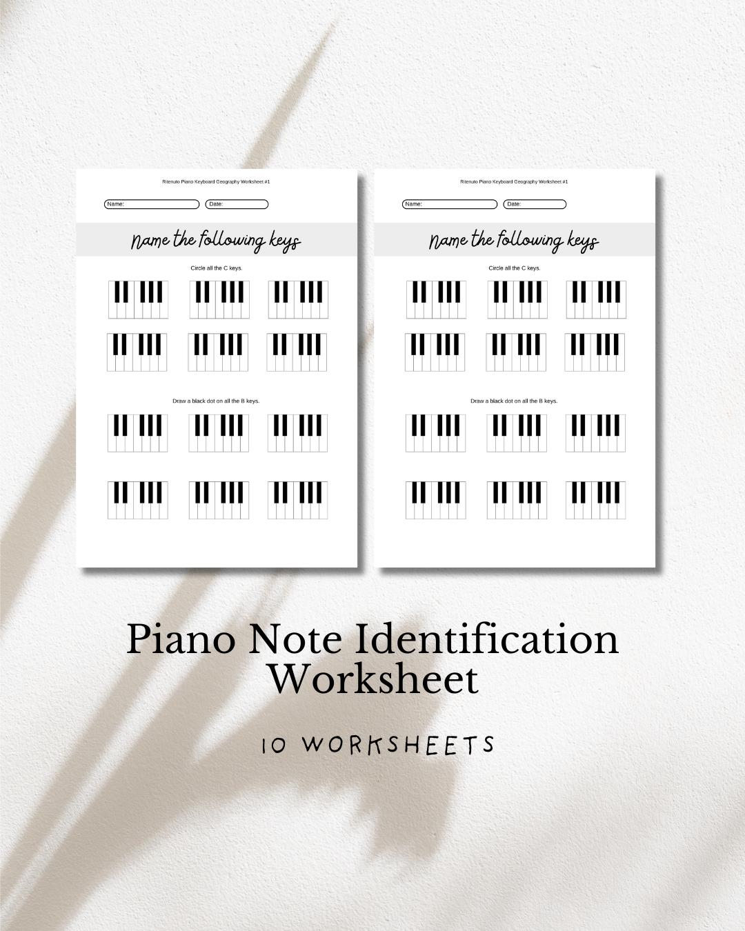 Piano Note Identification Worksheet – Circle & Dot Single Keys on ...