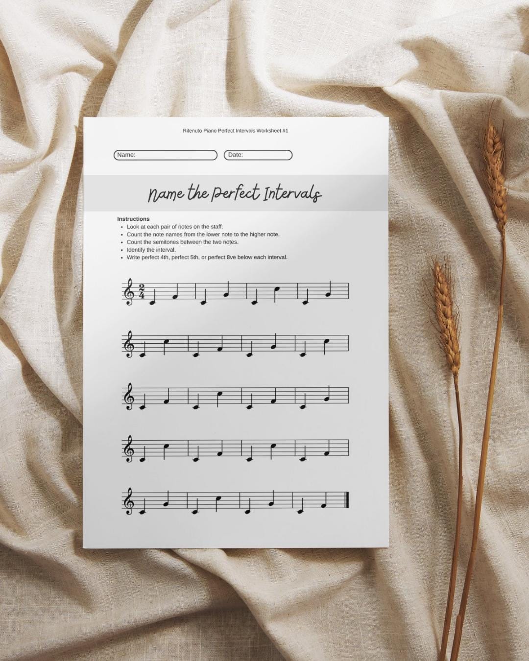 Piano Interval Practice Worksheets | Music Theory, 4th 5th Octave (PDF ...