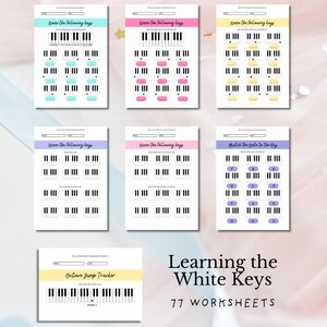 77 Color Piano Worksheets for Kids – Keyboard Geography PDF Bundle – Learn Note Names – Music Theory Printables