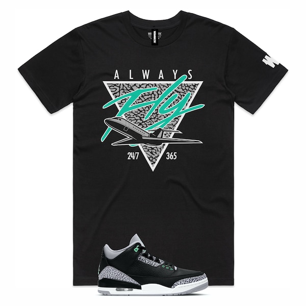 Shirt to Match Air Jordan Retro 3 Green Glow - AJ3 Sneaker Matching Tee