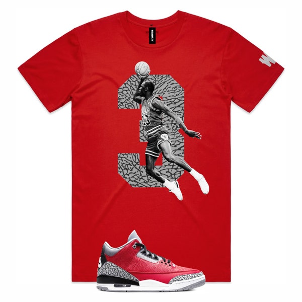 Shirt to Match Air Jordan Retro 3 SE Red Cement / Unite - AJ3 Sneaker Matching Tee