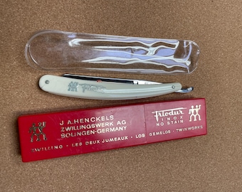 Vintage Collectible J.A. Henckels Zwillingswerk 70 1/2 FRIODUR INOX Straight Rzr Solingen,Germany