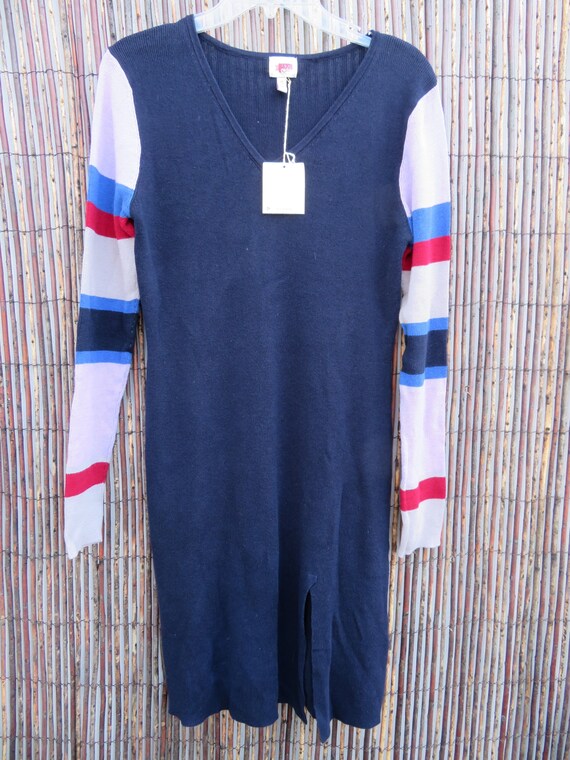 DatedUK Vintage Oasis Navy Knitted Jumper Dress Size UK 10 12 14 Y2k