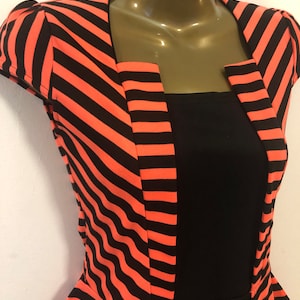 80s 90s style neon striped mini dresses with peplum 6 8 10 12