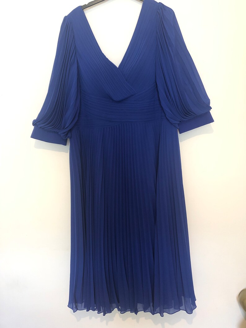 Preloved Invitations by Veni 29607 Royal Blue Pleated Dress - Etsy UK