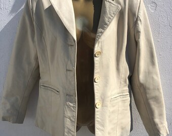 Cream Leather Jacket - Etsy