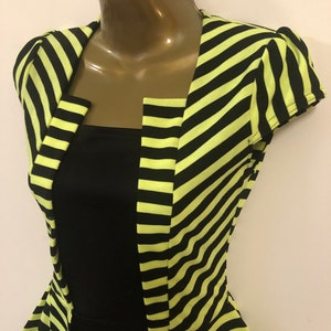 80s 90s style neon striped mini dresses with peplum 6 8 10 12