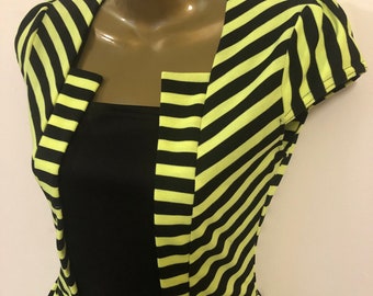 80s 90s style neon striped mini dresses with peplum 6 8 10 12