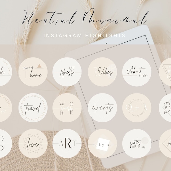 Neutral Minimal Instagram Highlight Covers, Custom highlights instagram, Editable Instagram Highlight Cover, Aesthetic IG Story Highlights