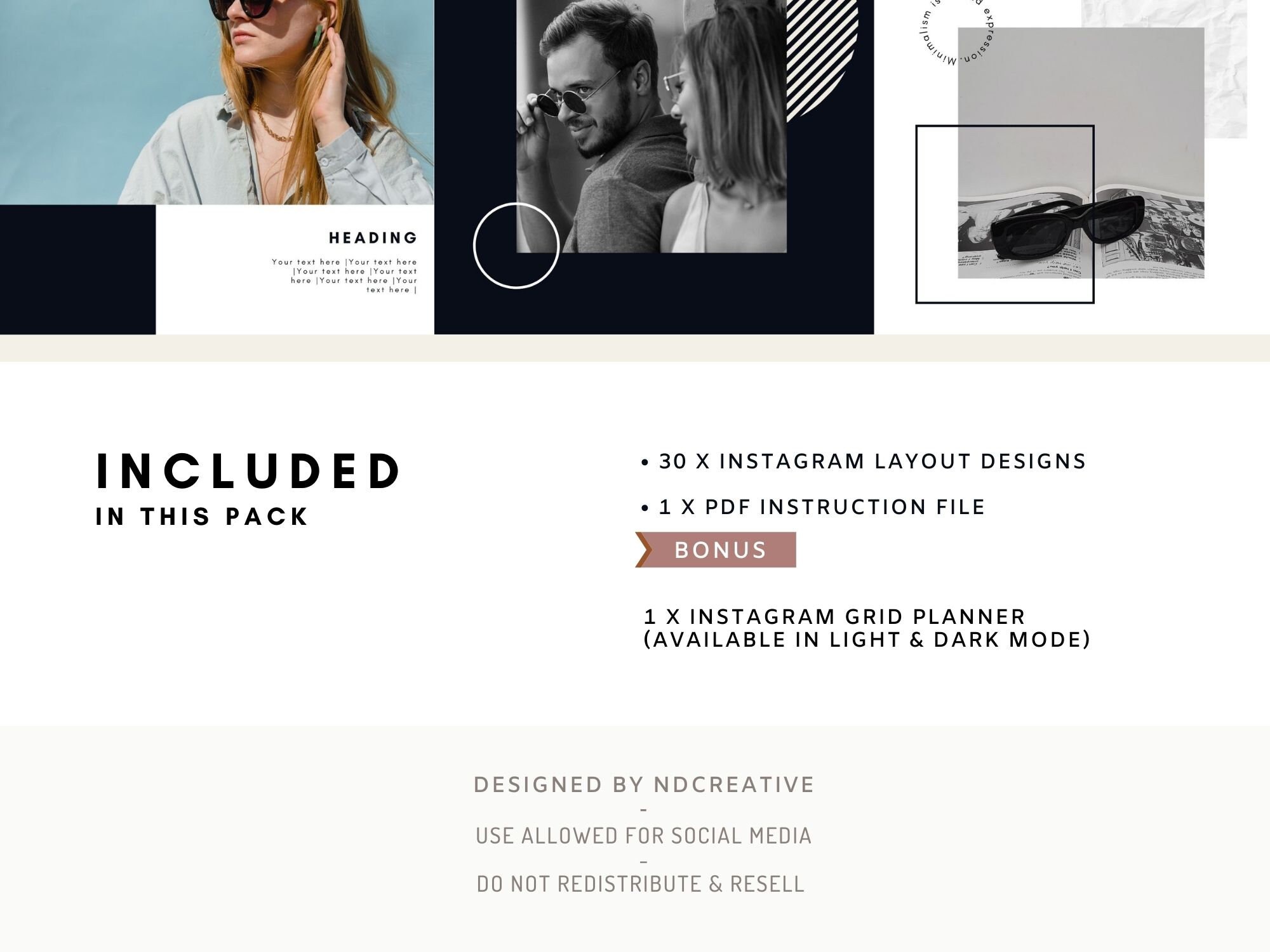 30 Instagram Post Templates - Minimalist Black and White Canva Editable ...