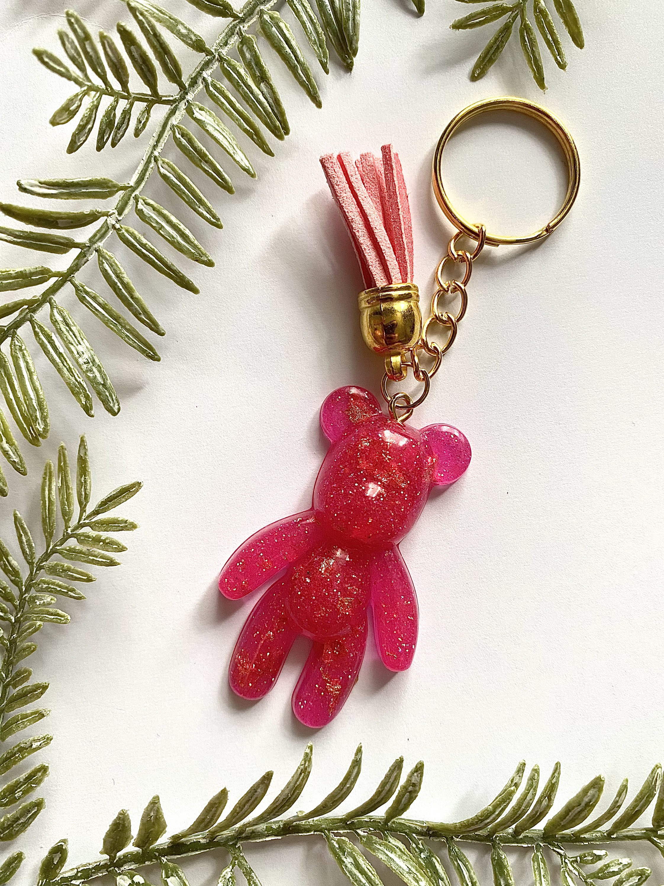 Resin Teddy Bear Keychain Etsy