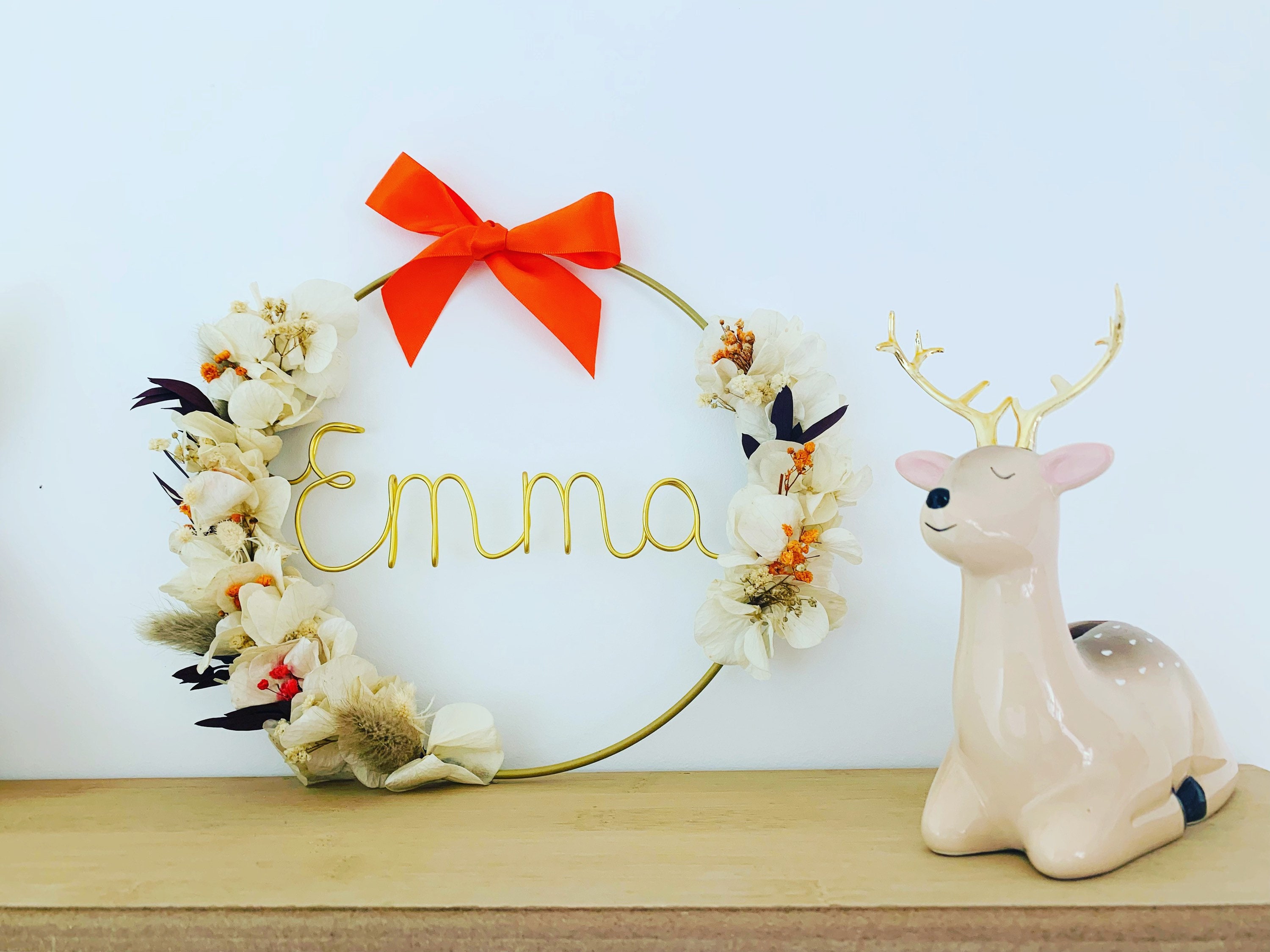 Couronne de Fleurs Séchées Orange