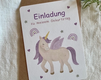 Unicorn Invitation Cards for Children's Birthday | SET of 6, 8, or 10 | Children's Birthday Card