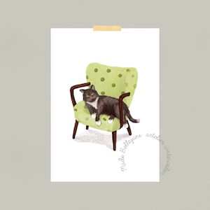 Poster A5 I A4, cat, wall art, wall decoration, poster illustration, birthday gift, wall art, art print