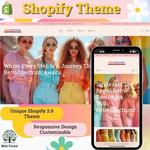Pink Shopify Theme | Elegant Nature-Inspired Pink Palette for Shopify Stores | Modern Shopify Template for Unique Websites - Retro - Pastel