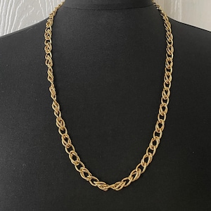 Vintage Monet Double Link Chain Necklace | Vintage 80s 90s Rope Chain | Baroque Style | Gold Plated | 24&quot;