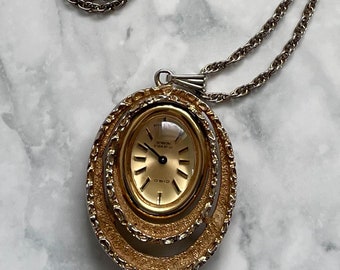 Vintage Ciro Pocket Watch Pendant Necklace | Swiss Made, 17 Jewels