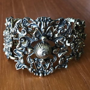Signed Jewelcraft Creations Art Nouveau 50s Gate Link Bracelet