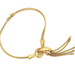 Sphinx Signed Vintage Necklace, Gold Plated, Tassel Design Pendant Necklace, 1960s 1970s