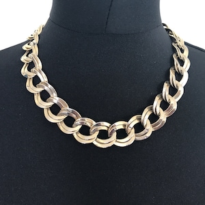 Vintage 60s Gold Plated Chain Link Choker Necklace
