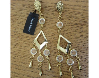 Frank Usher 18k GP Earrings, Frank Usher, Vintage Deadstock New, For Pierced Ears