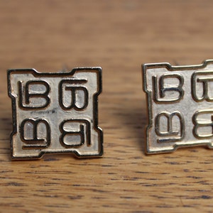 Vintage Laura Biagiotti Gold Plated Clip On Earrings, Square Diamond Shape