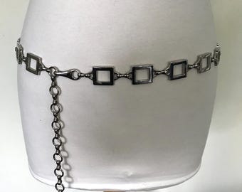 Vintage 90s Silver Chain Belt | Metal Rolo Chain Link | Adjustable Vintage 90s Silver Rolo Chain Belt | Adjustable Lobster  main image 3