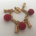 Agatha Paris Gold Plated Pink Satin Ball Charm Bracelet, Signed Vintage, French Chic