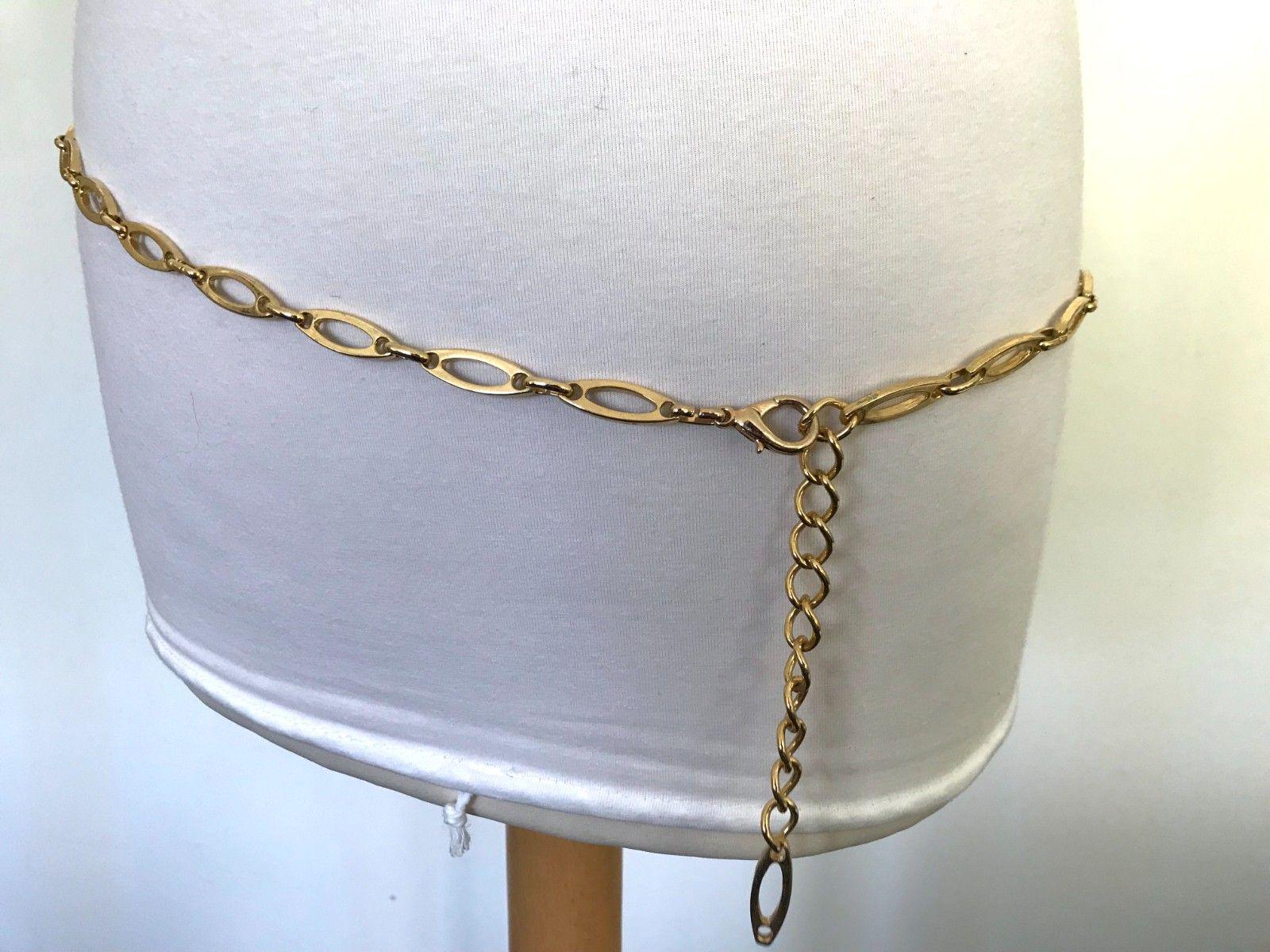 Vintage 90s Gold Metal Oval Link Chain Belt | 40 display picture 2