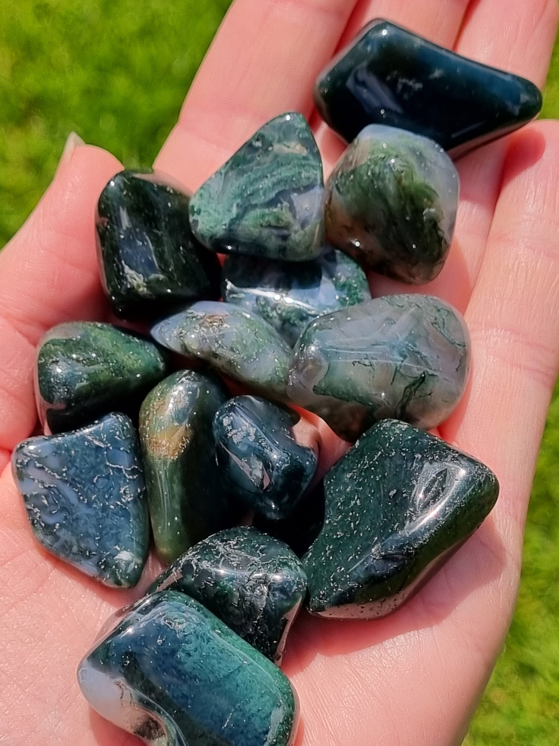Moss Agate Tumble Stone Pocket Stone Healing Crystal | Etsy